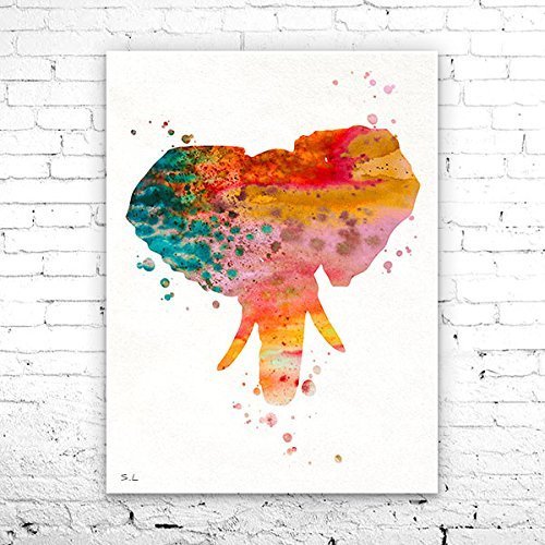 500x500 Elephant Head 4 Watercolor Print, Elephant Art, Home