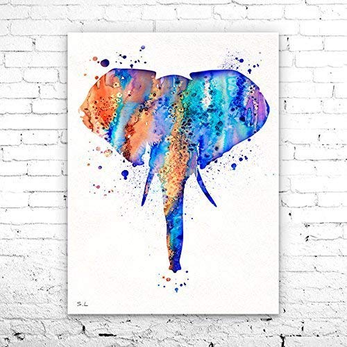 500x500 Elephant Head 5 Watercolor Print, Elephant Art, Home