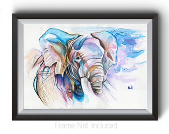 340x270 Elephant Watercolor Etsy