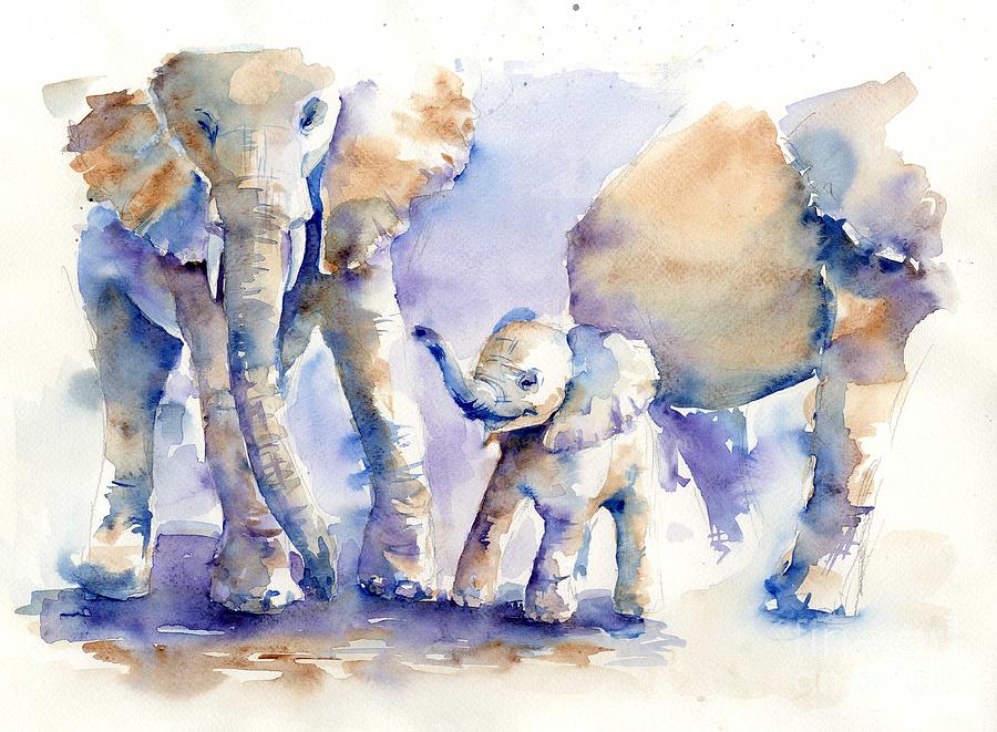 900x661 Elephants Painting By Tania Vasylenko