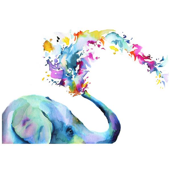 600x600 Rainbow Elephant Watercolor Paint Kit