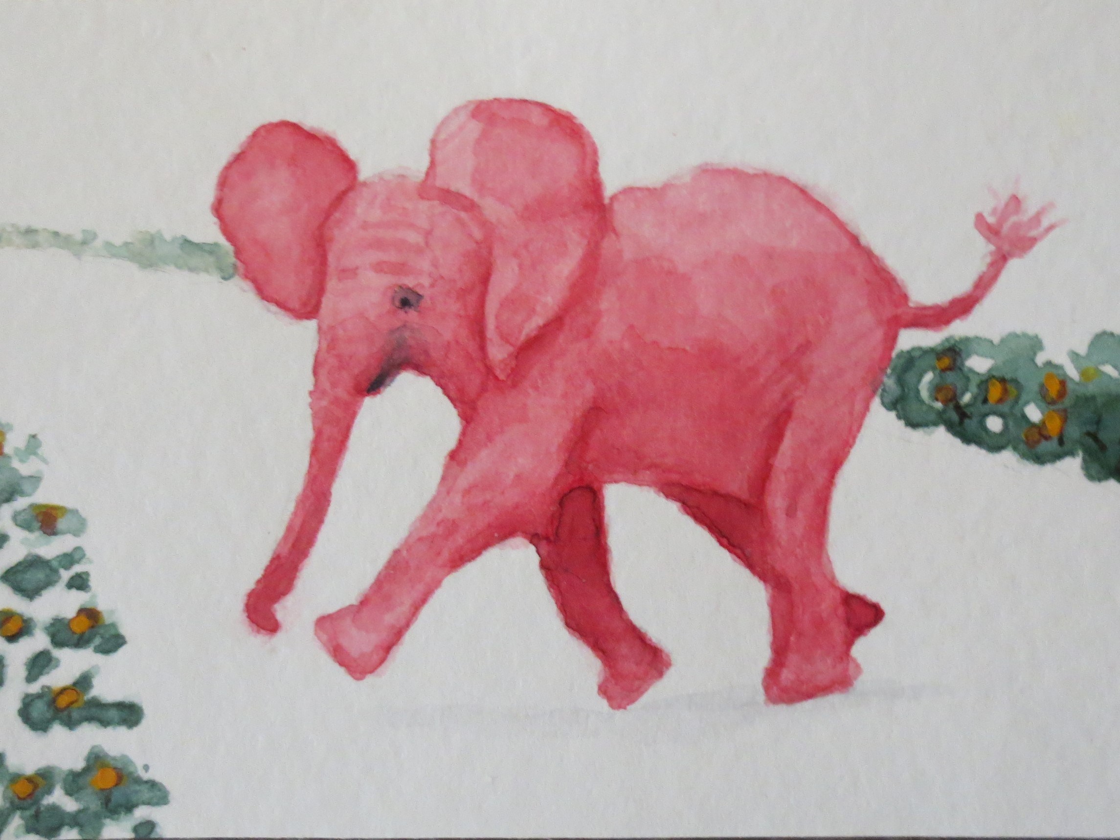 2290x1718 Red Baby Elephant Walking Across Road By Addison Aceo Original