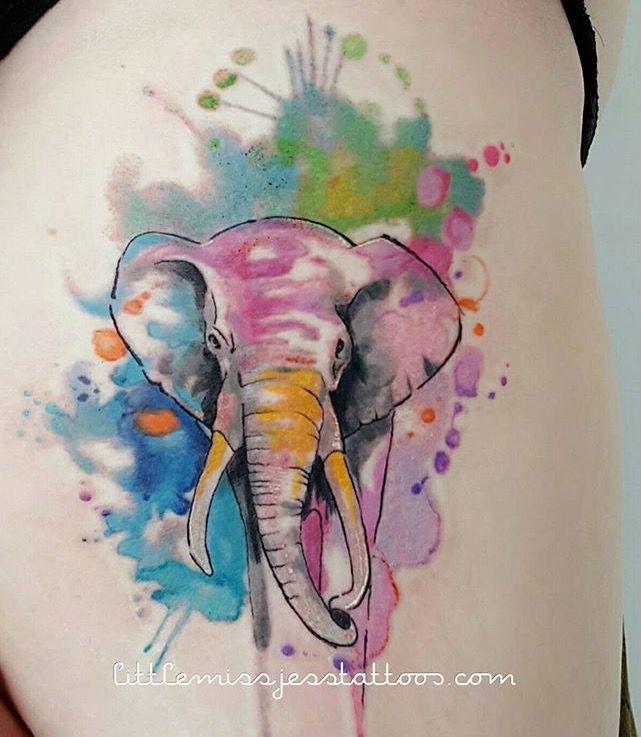 641x737 Jess Hannigan Watercolor Elephant Tattoo Small Mapta T Too