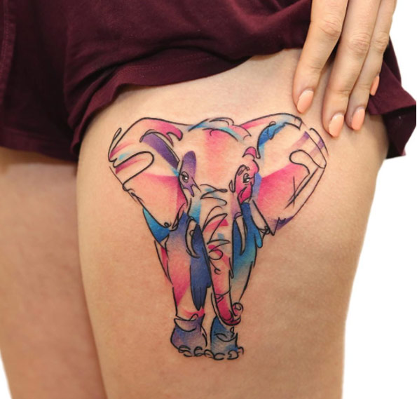 595x569 Elephant Tattoos For Thigh