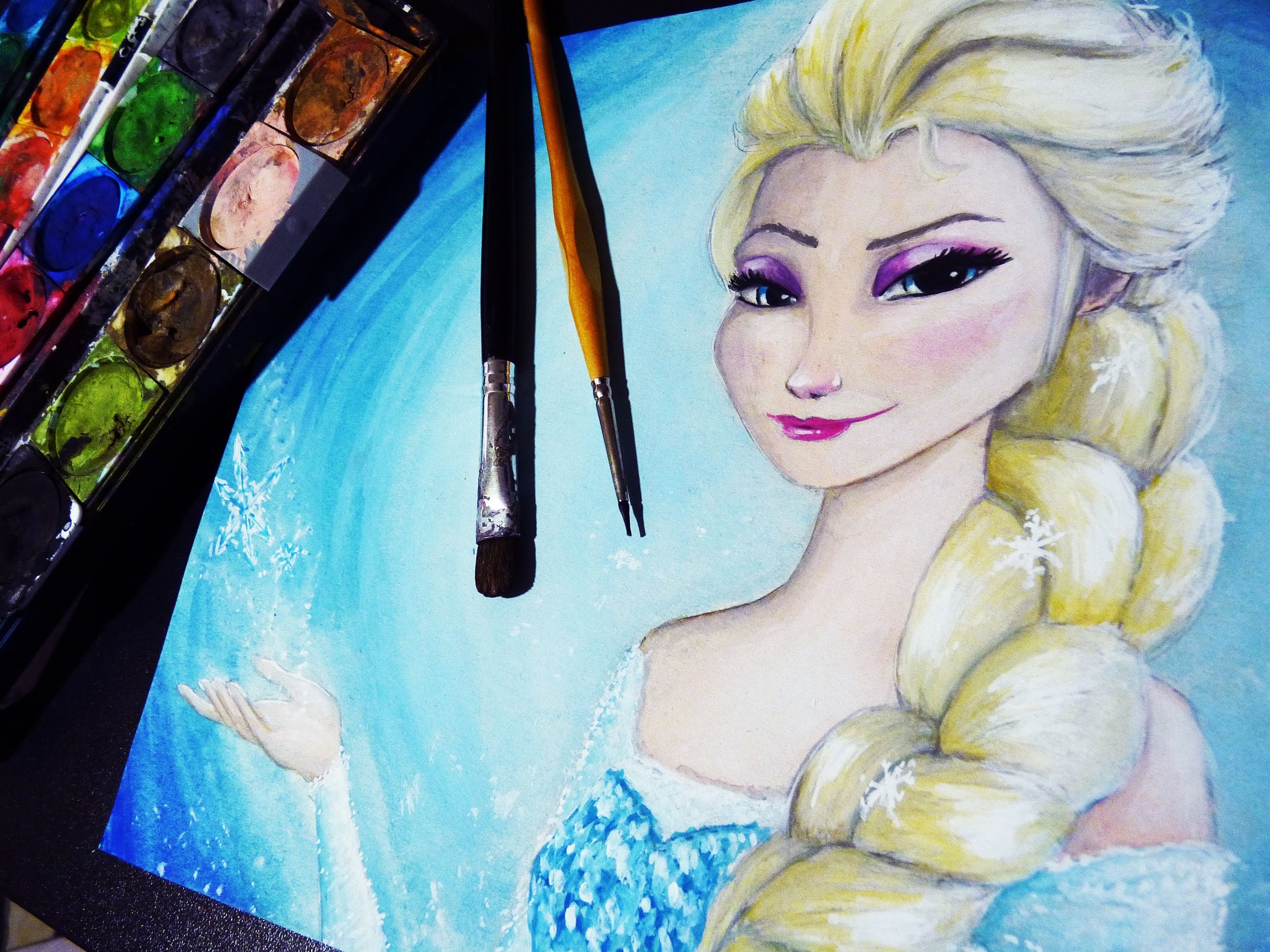 3000x2250 Frozen Elsa Watercolor Time Lapse Painting