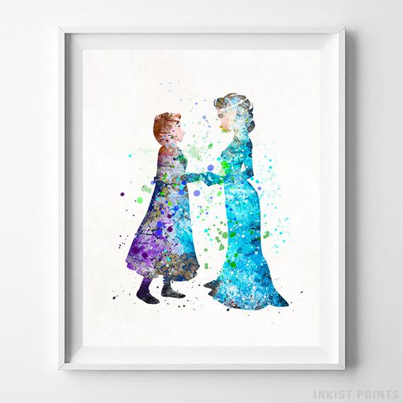 570x570 Frozen Watercolor Elsa Art Elsa Poster Disney Poster Elsa Etsy