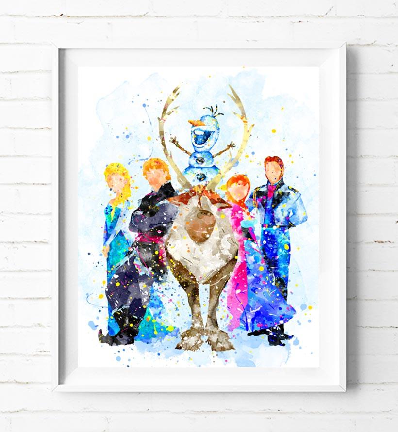 820x891 Disney Frozen Elsa Anna Olaf Kristoff Sven Hans Art Print Poster
