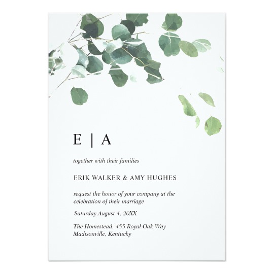 540x540 Watercolor Eucalyptus Leaves Wedding Invitation