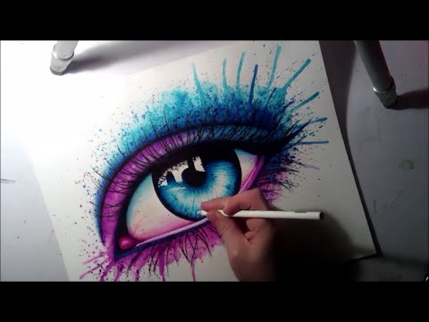480x360 Semi Realistic Eye Watercolor And Marker Painting Time Lapse