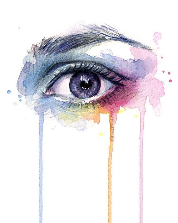 570x713 Beautiful Eye Dripping Rainbow Watercolor Art By Olechkadesign