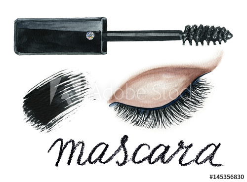 500x369 Watercolor Eye Makeup Hand Painted Set Mascara, Eyelid With Black