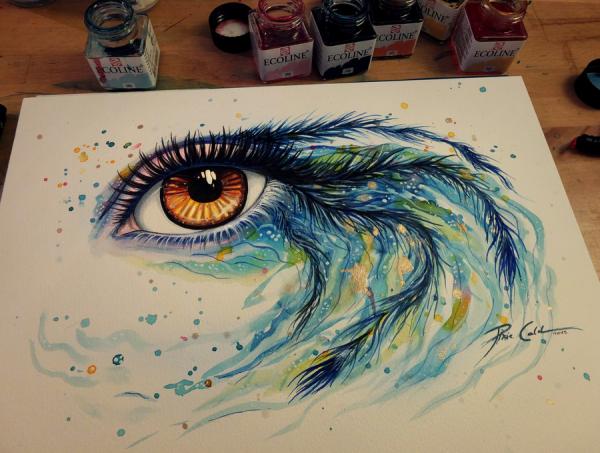 600x453 Watercolor And Acrylic Paintings Of Eyes By Svenja