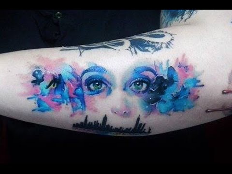 480x360 Eyes Amp City Watercolor Tattoo