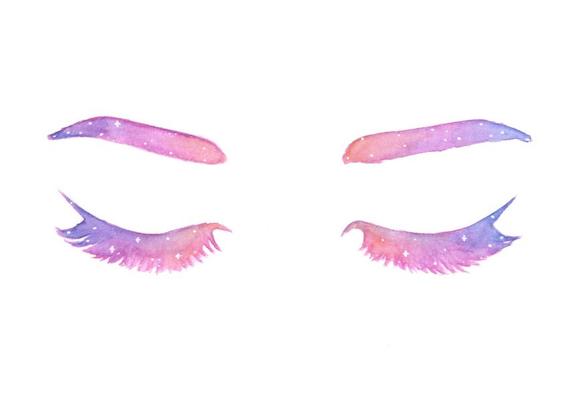 570x403 Fashion Illustration Print Pink Purple Watercolor Eyelashes Etsy