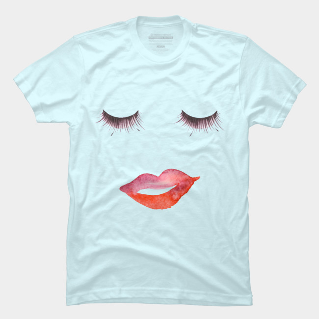 650x650 Girly Glam Watercolor Lips And Eyelashes T Shirt By Zenandchic
