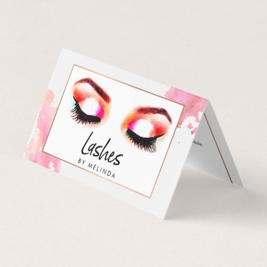 540x540 Creative Watercolor Eyelashes Aftercare Folded Business Card