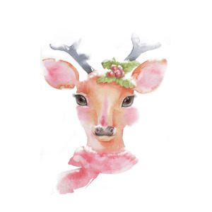 300x300 Watercolor Cute Deer With Long Eyelashes Painting By Acharaporn