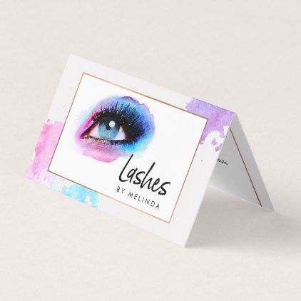 422x422 Creative Watercolor Eyelashes Blue Aftercare Ii Business Card