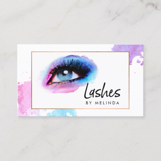 540x540 Creative Watercolor Eyelashes Blue Business Card