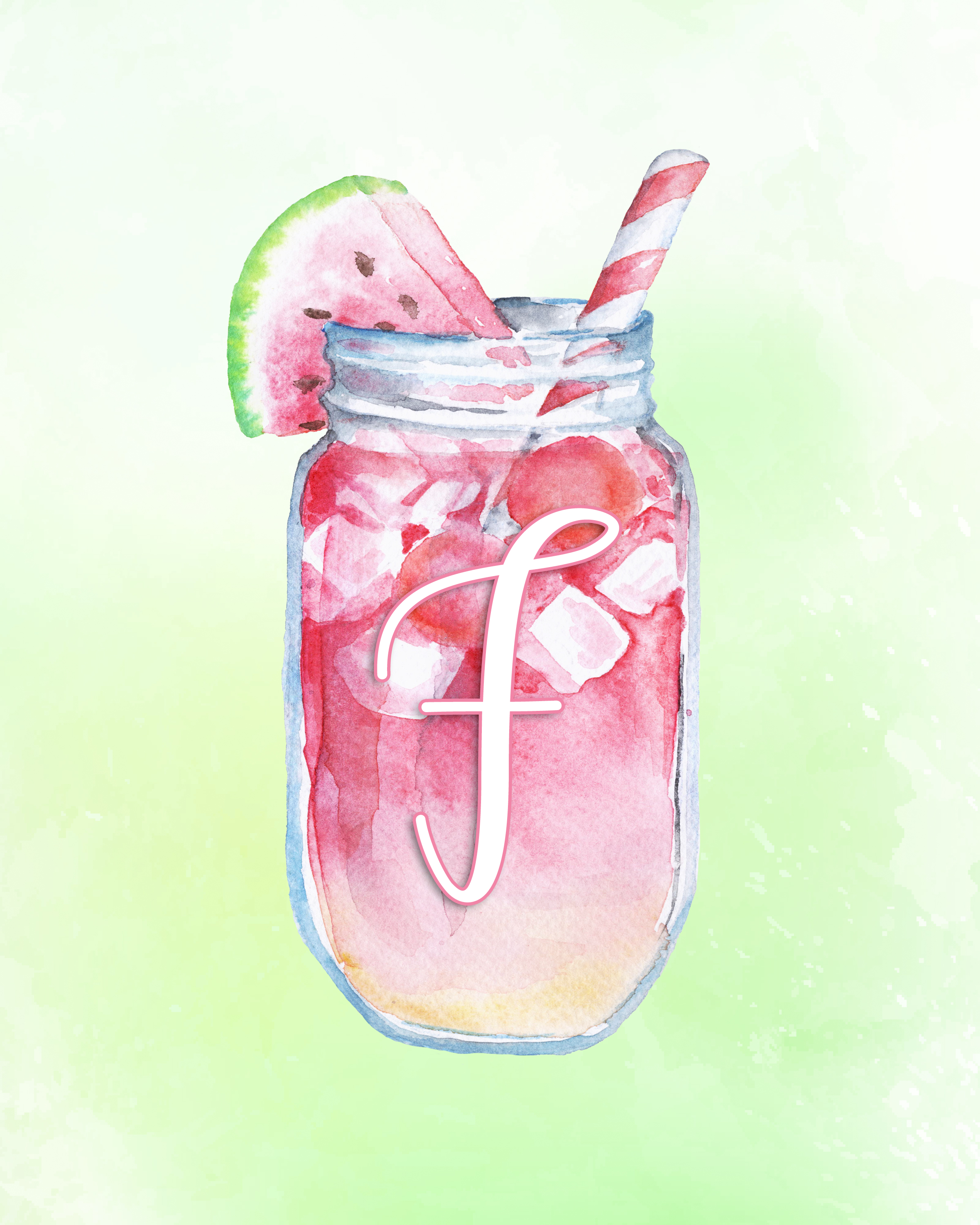 2400x3000 Free Printable Summertime Watercolor Mason Jar Monograms