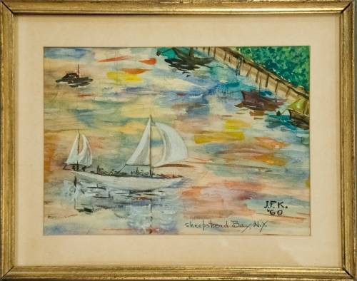 500x394 Two Original Watercolor Paintings By John F. Kennedy, Done In 1960