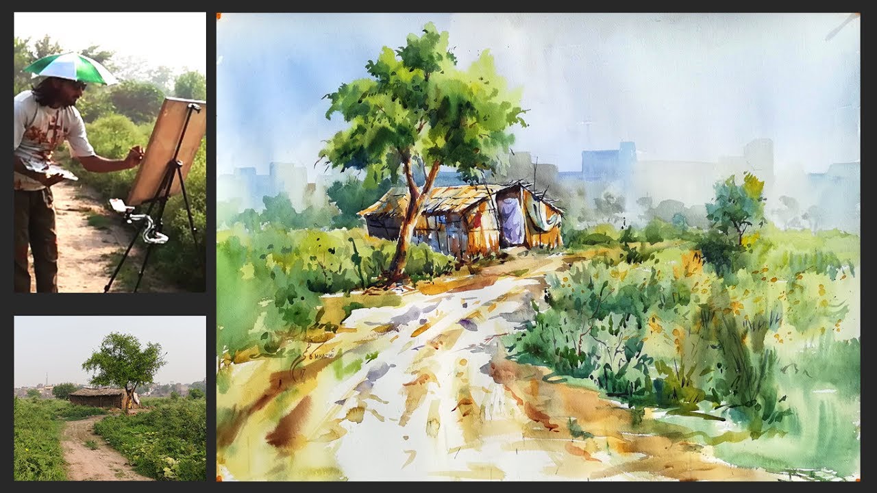 1280x720 Watercolor Tutorial How To Paint A Landscape Painting In