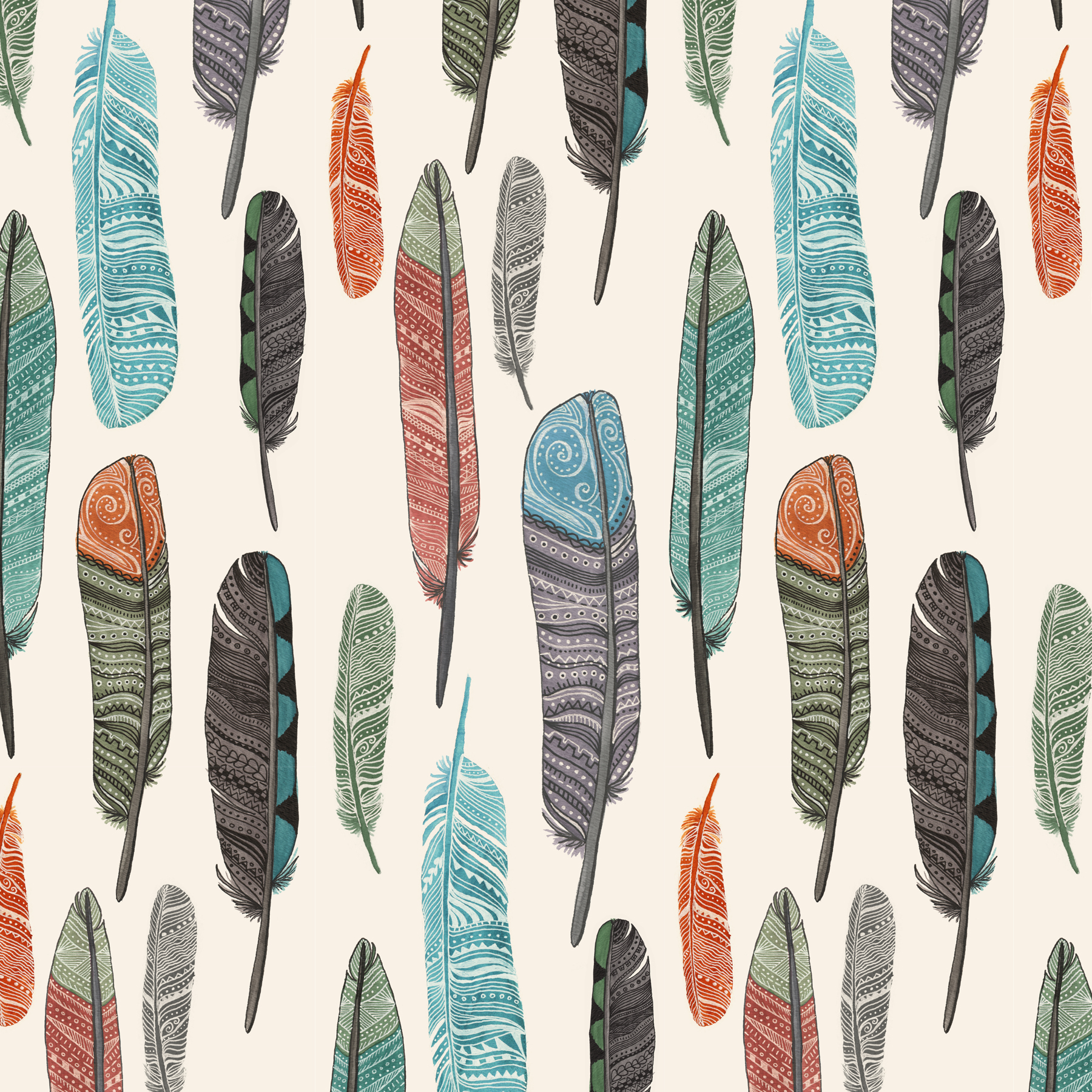 1800x1800 Watercolor Feathers Fabric Design 1 Crop The Bella Modiste