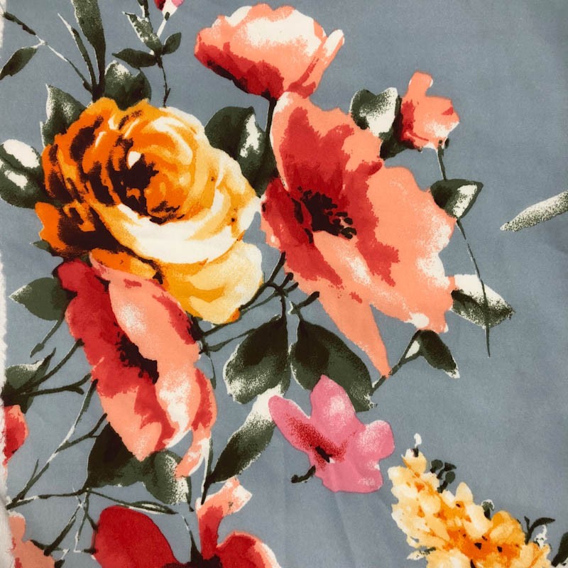 800x800 Silver Blue And Yellow Watercolor Floral Prints On 100% Polyester