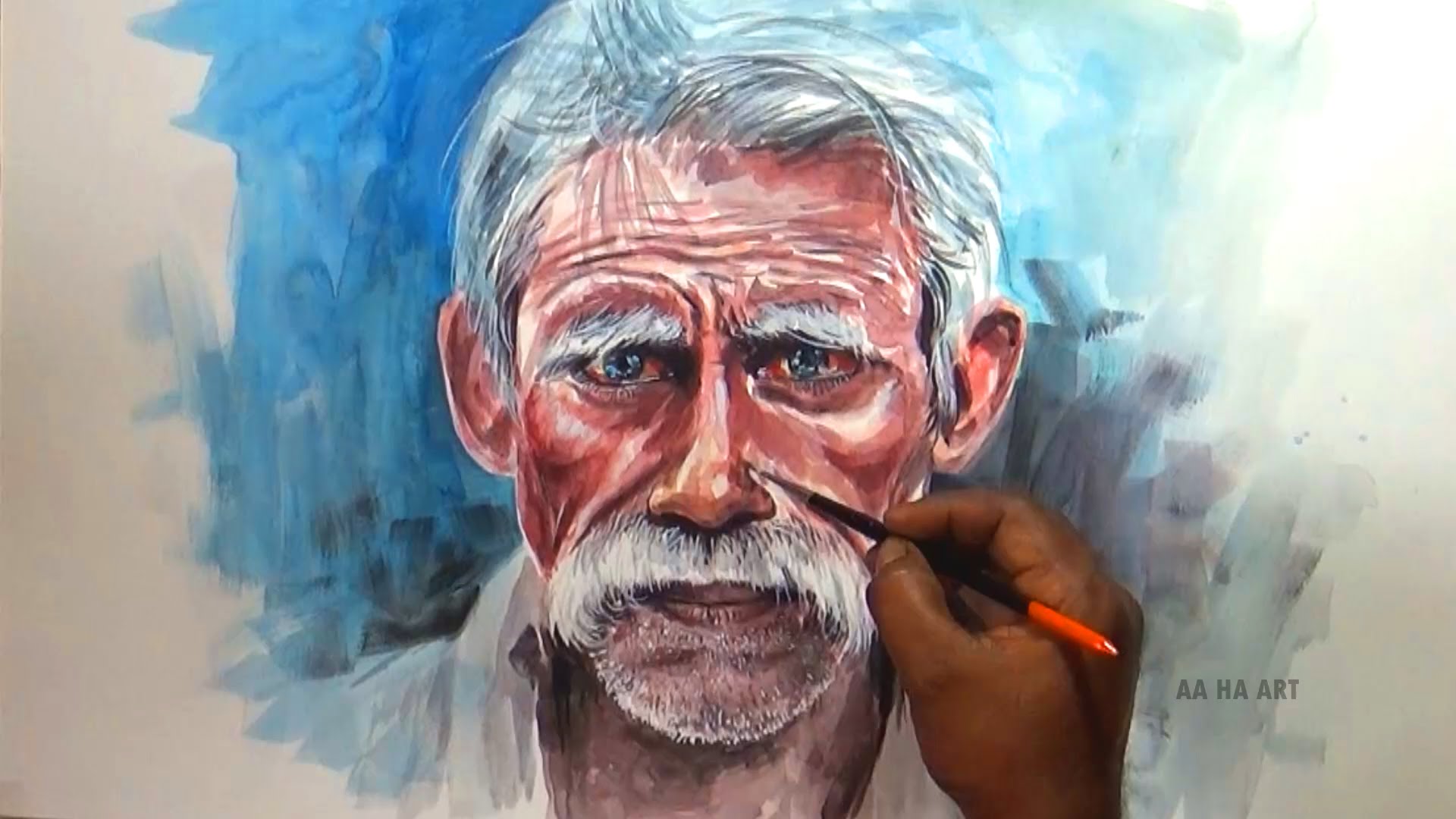 1920x1080 Watercolor Portrait Painting