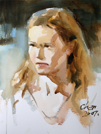 346x461 Watercolor Portrait Painting By Yong Chen
