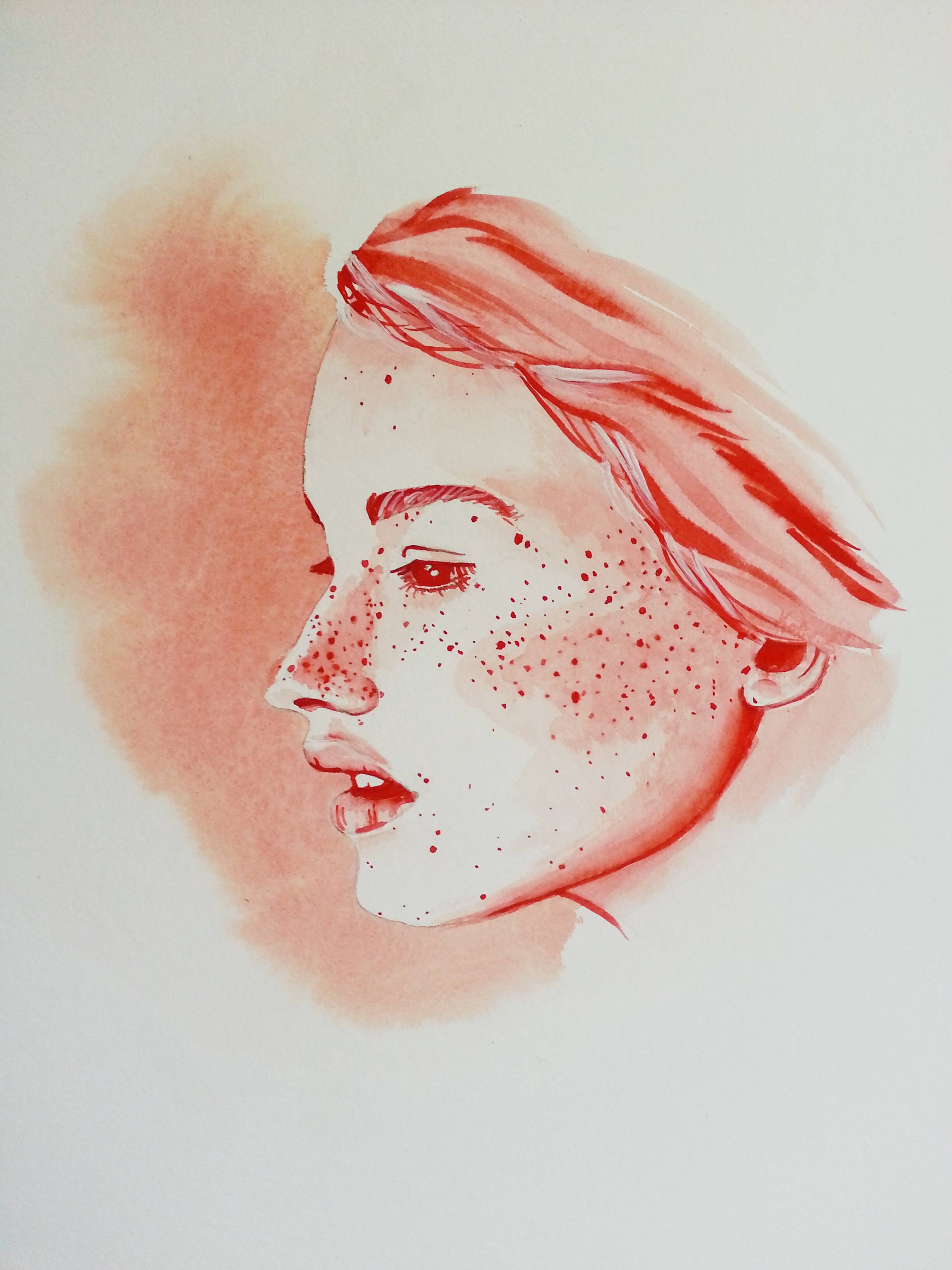2448x3264 Lady In Red Watercolor Art