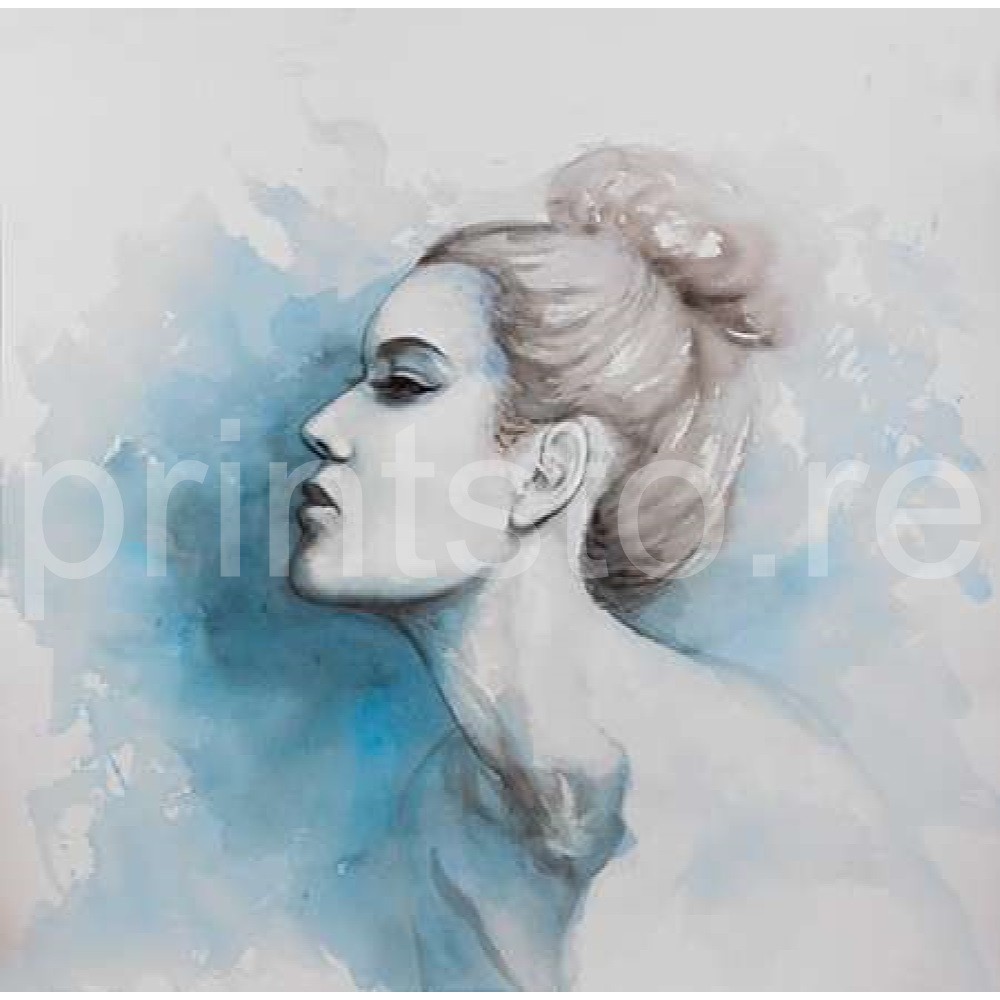 1000x1000 Watercolor Abstract Girl Profile View