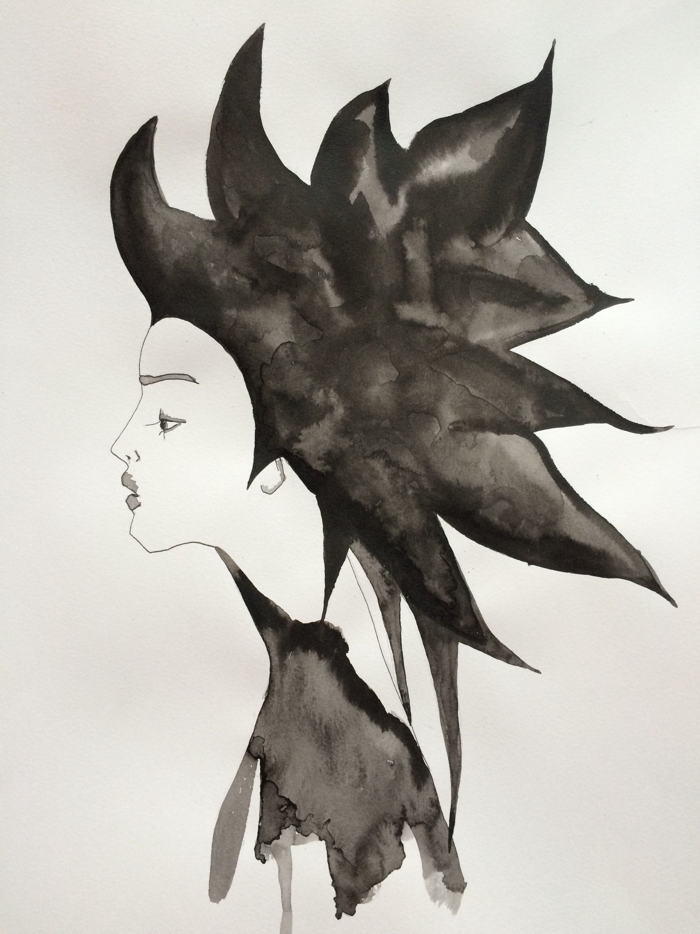 2448x3264 Face Profile Illustration, Watercolour And Ink. My Work