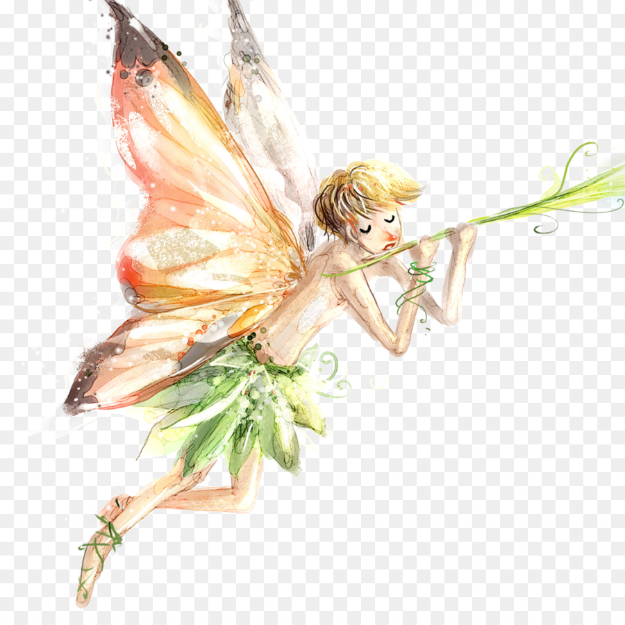 900x900 Watercolor Painting Cartoon Elf Fairy Illustration