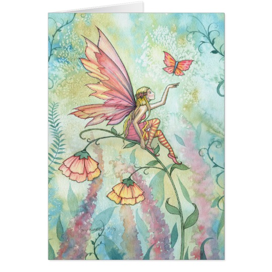 540x540 Fairy Butterfly Watercolor Art Card