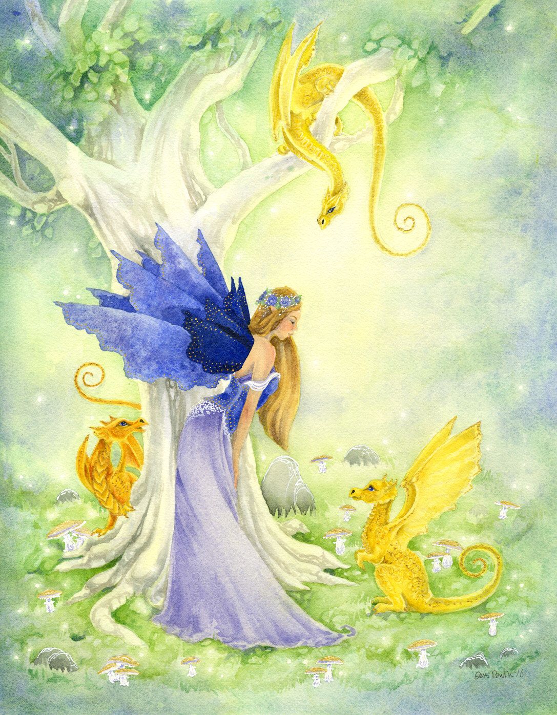 1087x1396 Fairy Art Watercolor Print