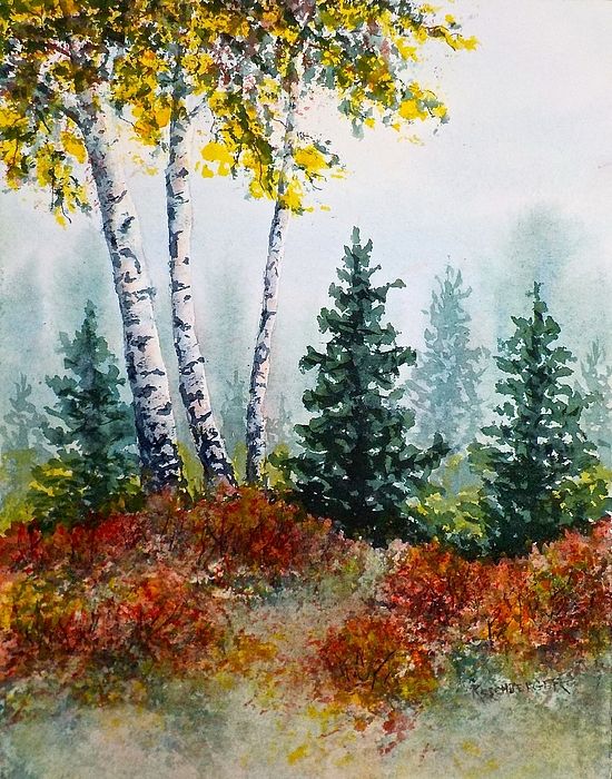 550x700 Fall Scene In Watercolor