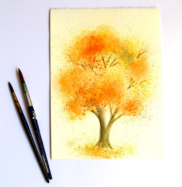635x653 Easy Watercolor Painting Tree (With Fall Colors!)