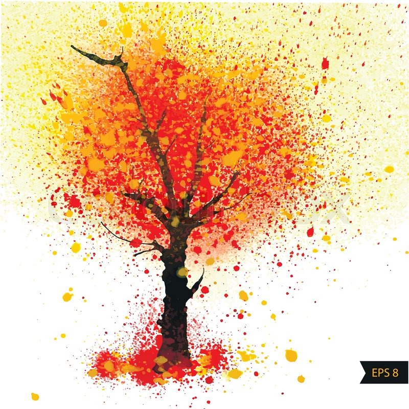800x800 Vector Illustration Of Watercolor Autumn Tree Stock Vector