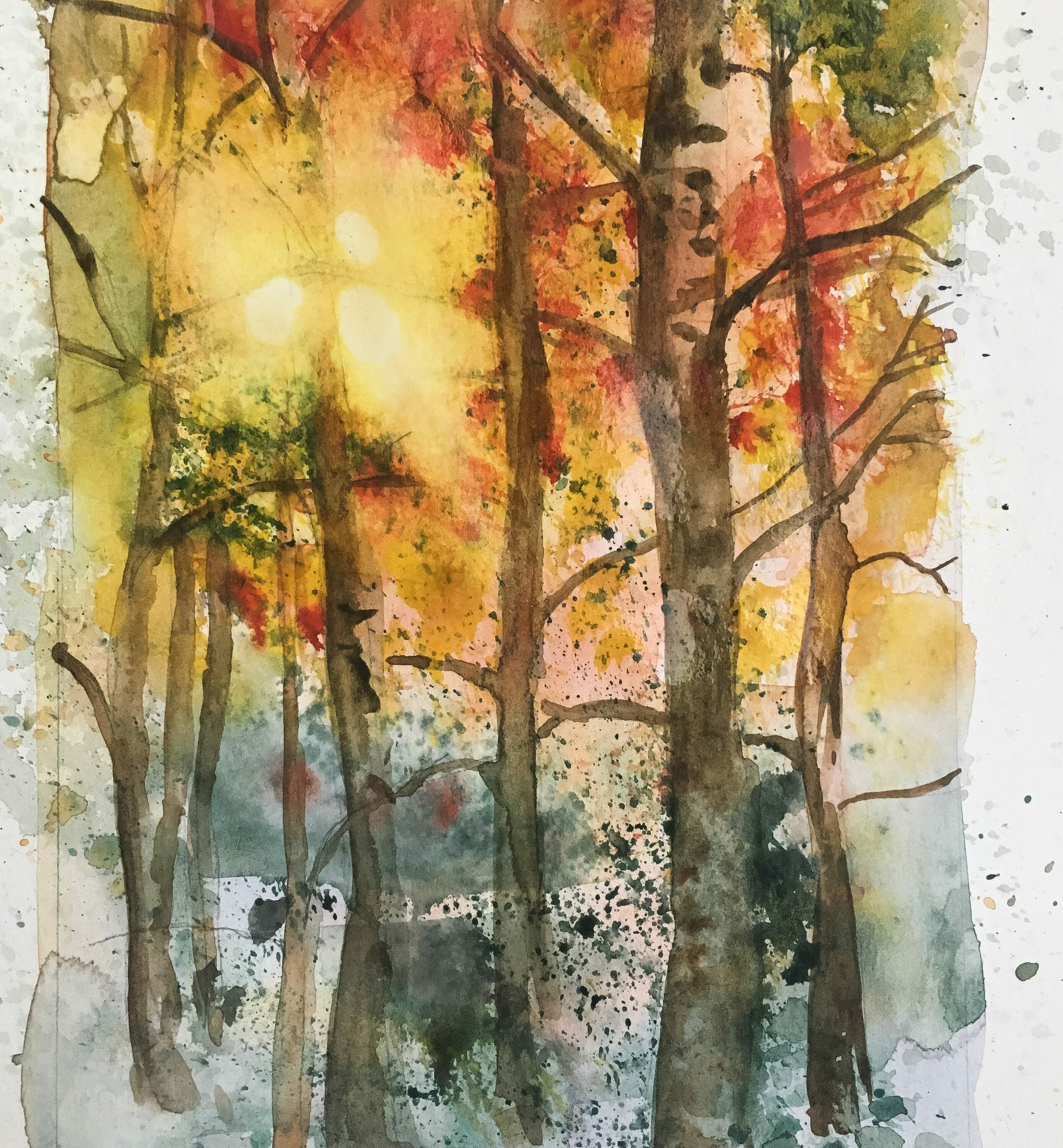 2779x3001 Autumn Trees A Fall Watercolor Landscape