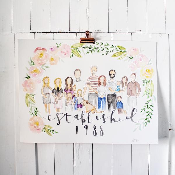600x600 Custom Family Portrait Watercolor Celeste C. Clark