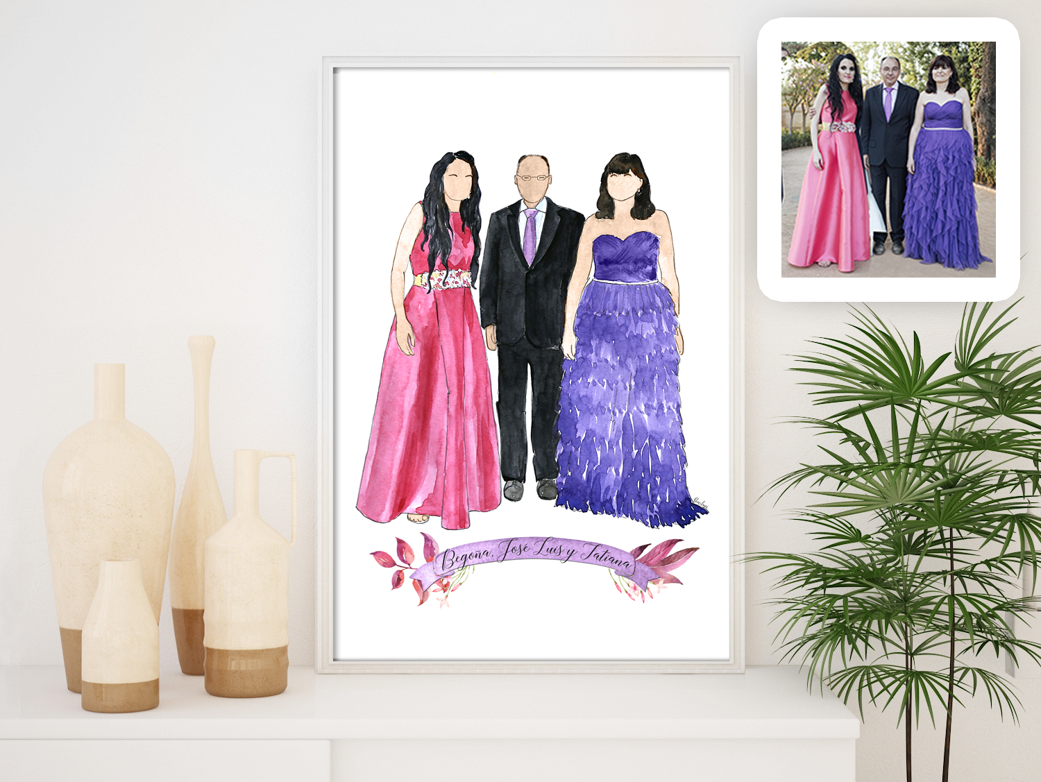 1500x1127 Custom Couple Or Family Portraits In Watercolor Blursbyai
