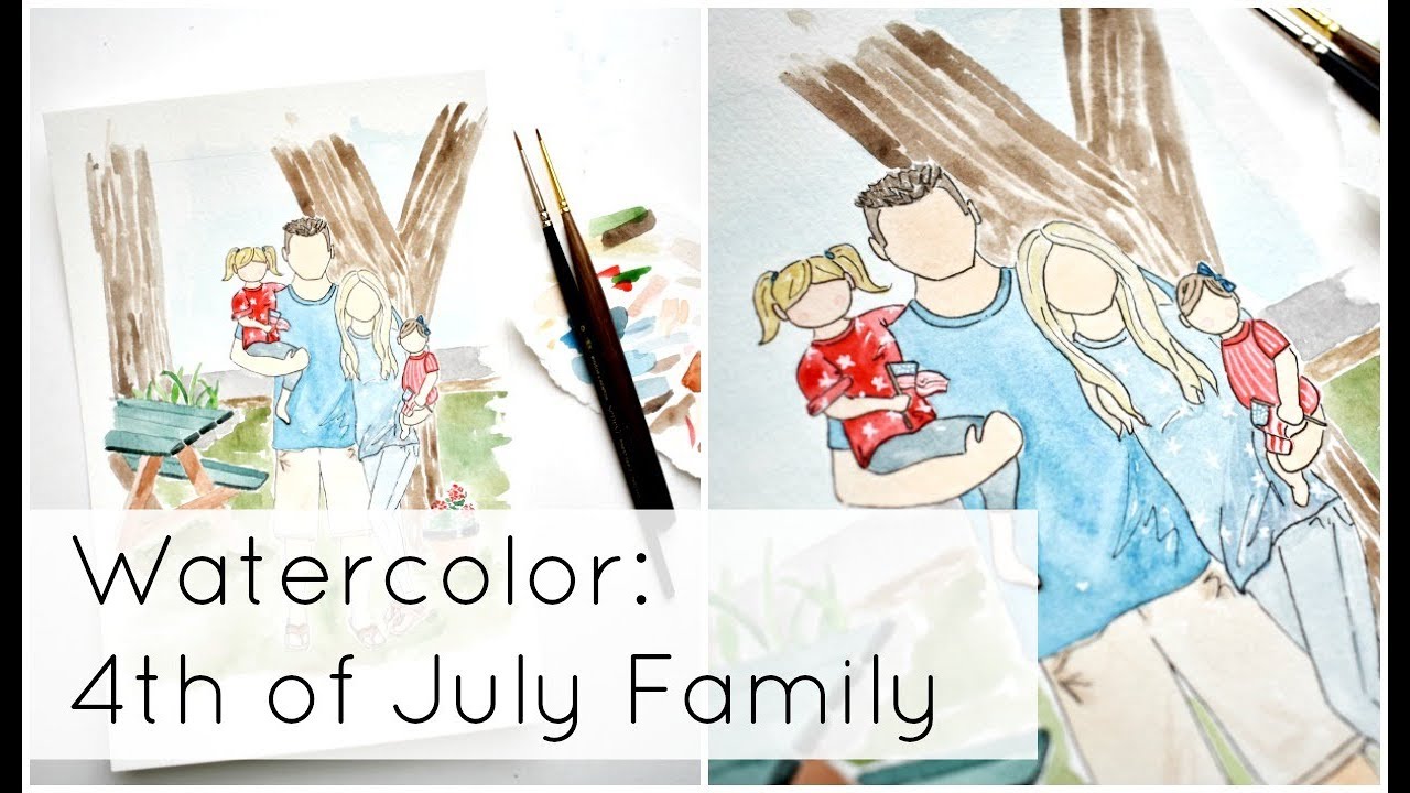 1280x720 Fourth Of July Family Watercolor Portrait