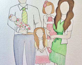 340x270 Watercolor Family Portraits