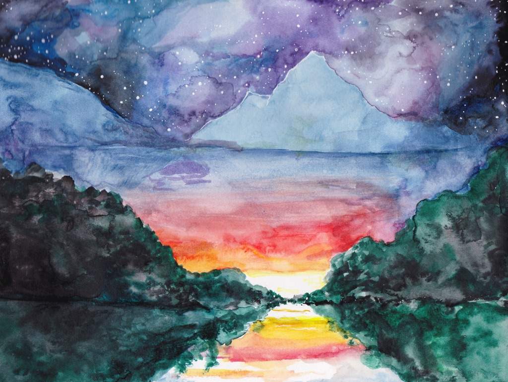 1024x770 Watercolor Fantasy Landscape Art Amino