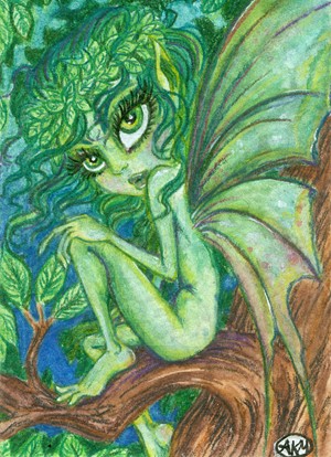 300x414 Fairy Aceo Art Fantasy Art Watercolor Painting Original Faery
