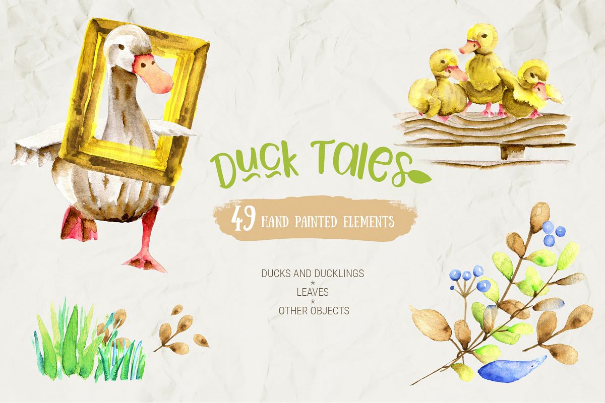 1200x800 Watercolor Farm Birds And Plants Set