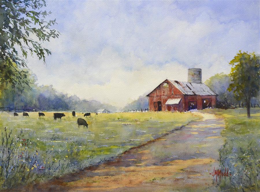 900x663 Black Cows And Red Barn Judy Mudd