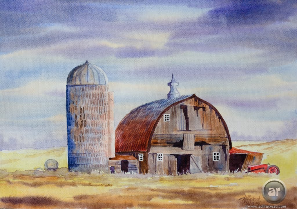 1024x720 Painting A Landscape With Barn In Watercolor