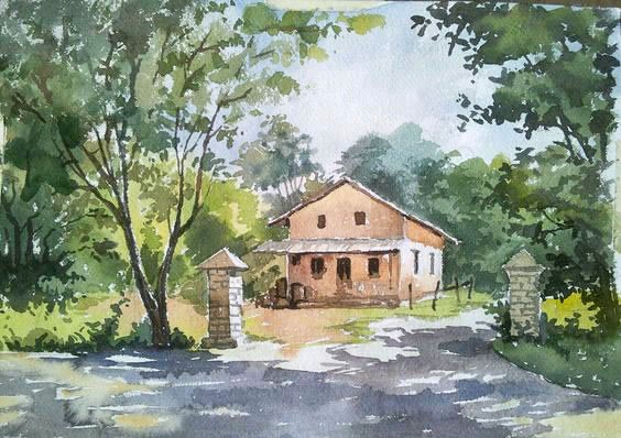 564x398 Farmhouse By Artist Gaurishankar Behera Landscape Art